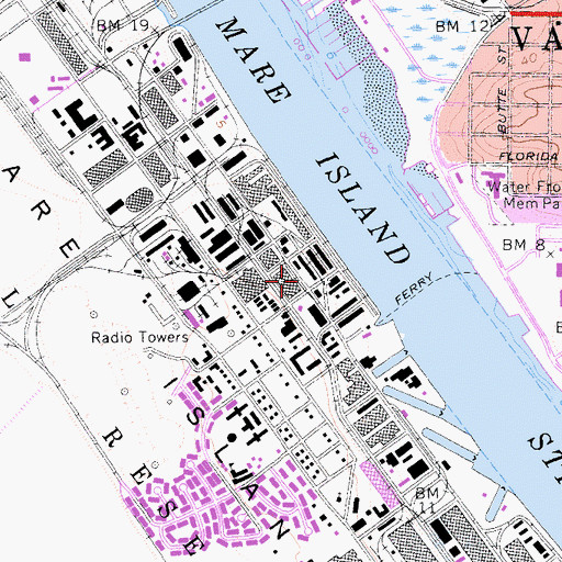 Topographic Map of Vallejo Fire Department Station 8, CA