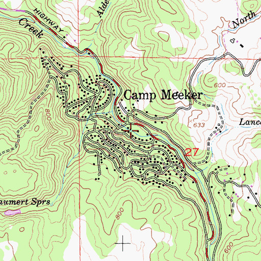 Topographic Map of Camp Meeker Volunteer Fire Department, CA