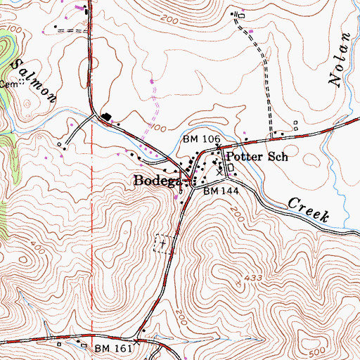 Topographic Map of Bodega Volunteer Fire Department, CA