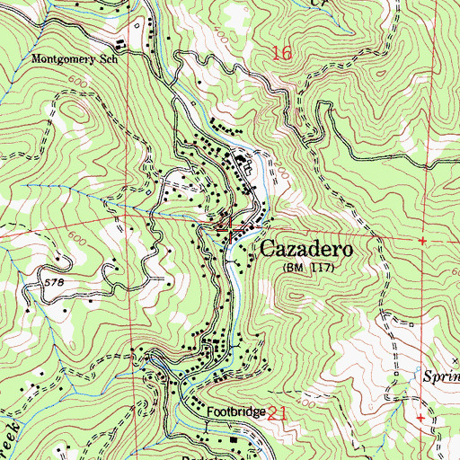 Topographic Map of Cazadero Volunteer Fire Department Station 1 Headquarters, CA