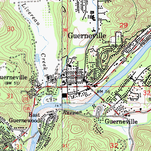 Topographic Map of Russian River Fire Protection District, CA