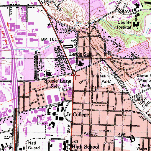 Topographic Map of Santa Rosa Fire Department Station 11, CA