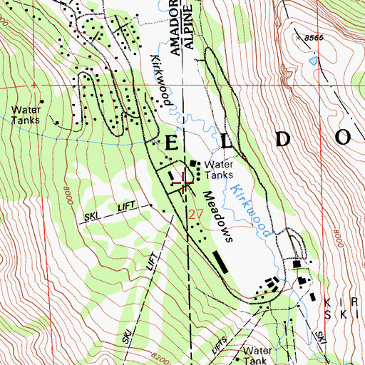 Topographic Map of Kirkwood Volunteer Fire Department, CA