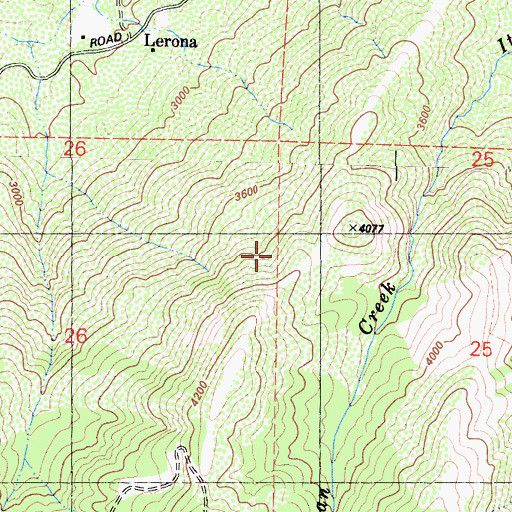 Topographic Map of Lerona Fire Lane, CA