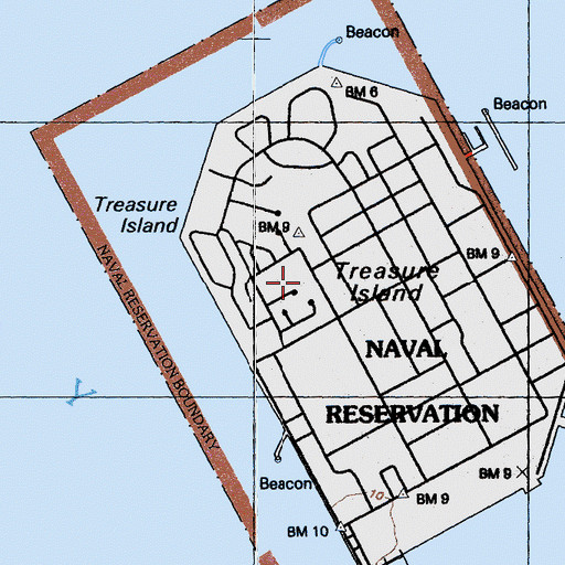 Topographic Map of San Francisco Fire Department Station 48 Treasure Island, CA