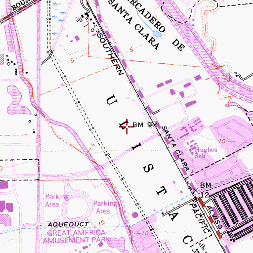 Topographic Map of Santa Clara Fire Department Station 10, CA