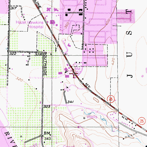 Topographic Map of Hollister Fire Department Station 2, CA