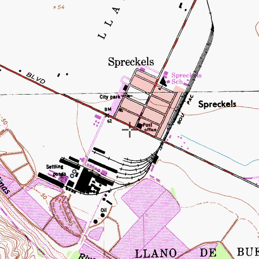 Topographic Map of Spreckels Volunteer Fire Company, CA