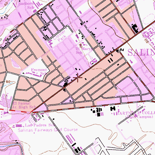 Topographic Map of Salinas Fire Department Station 4, CA