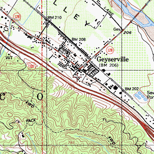 Topographic Map of Geyserville Fire Protection District Station 1 Headquarters, CA