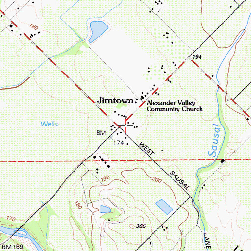 Topographic Map of Geyserville Fire Protection District Station 2, CA