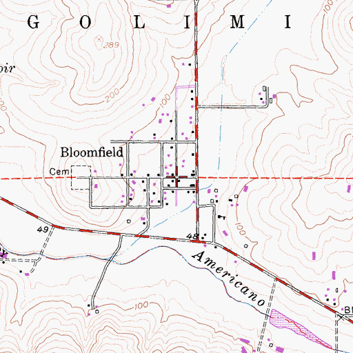 Topographic Map of Bloomfield Volunteer Fire Department, CA