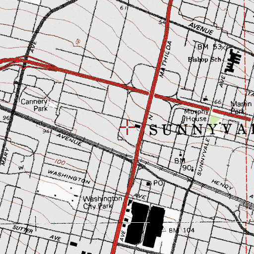 Topographic Map of Sunnyvale Department of Public Safety Station 1, CA
