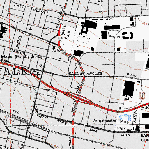 Topographic Map of Sunnyvale Department of Public Safety Station 2, CA