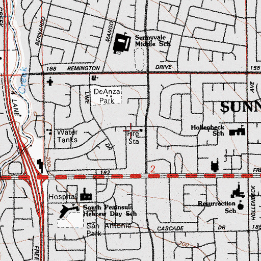 Topographic Map of Sunnyvale Department of Public Safety Station 3, CA