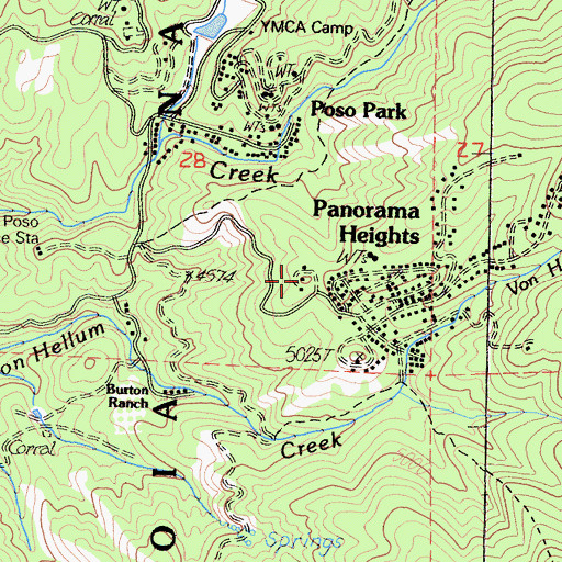 Topographic Map of Tulare County Fire Department Battalion 2 Posey Fire Station 5, CA