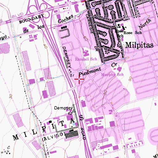 Topographic Map of Milpitas Fire Department Station 2, CA