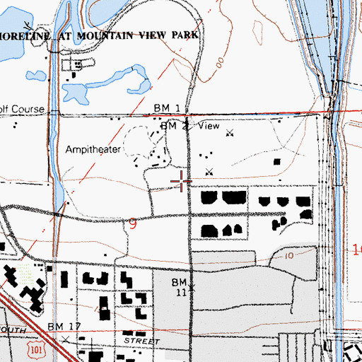 Topographic Map of Mountain View Fire Department Station 5, CA