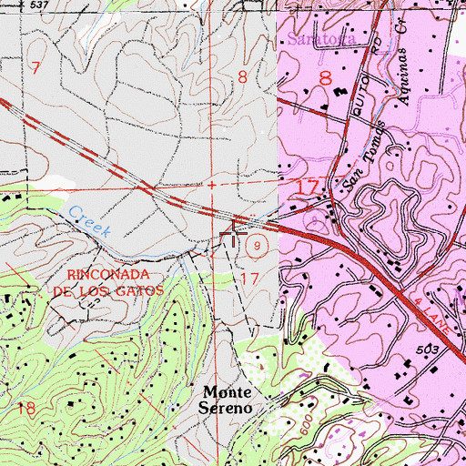 Topographic Map of Santa Clara County Fire Department Quito Fire Station, CA