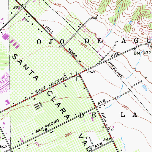 Topographic Map of Santa Clara County Fire Department Dunne Hill Fire Station, CA