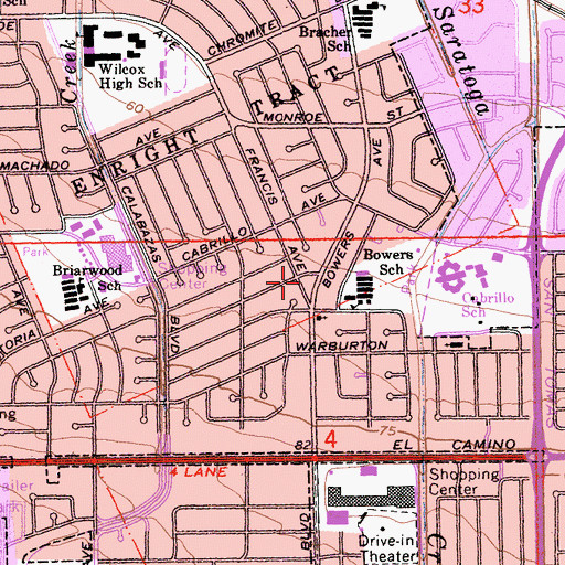 Topographic Map of Santa Clara Fire Department Station 5, CA