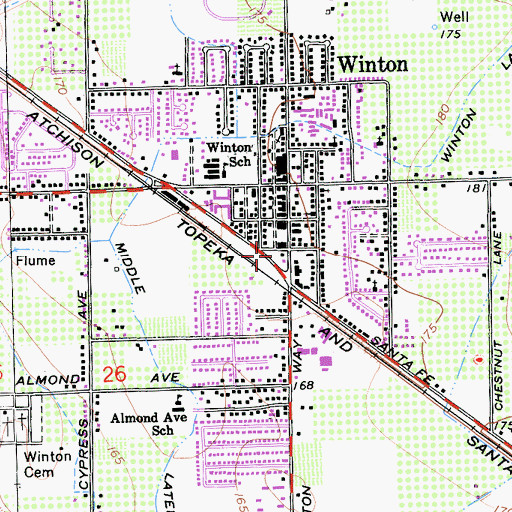 Topographic Map of Merced County Fire Department Station 63 Winton, CA