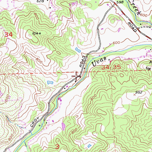 Topographic Map of Uvas Volunteer Fire Department, CA
