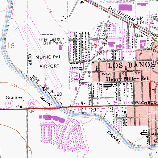 Topographic Map of Los Banos Fire Department Station 2, CA