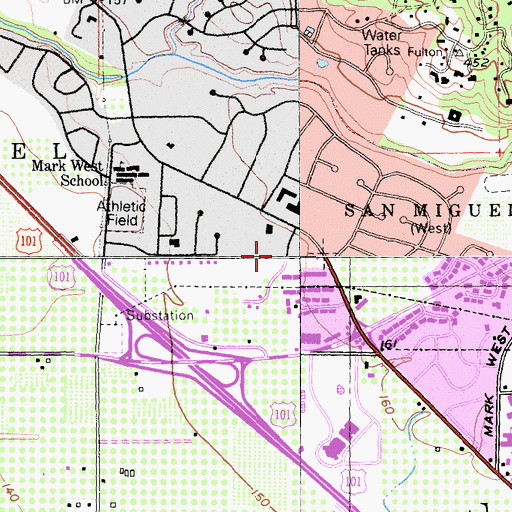 Topographic Map of Rincon Valley Fire Protection District Larkfield Station, CA