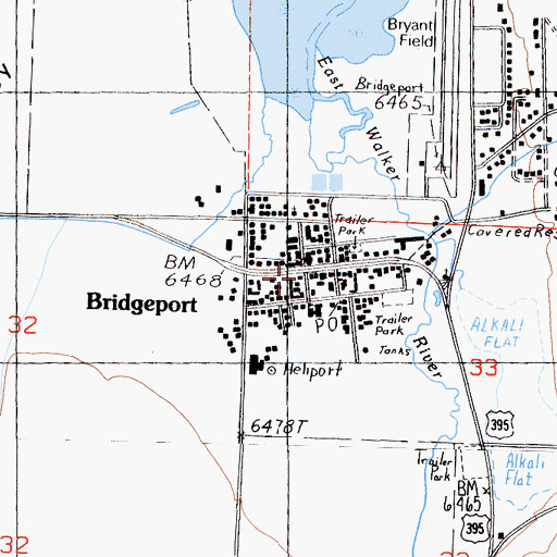 Topographic Map of Bridgeport Fire Department, CA