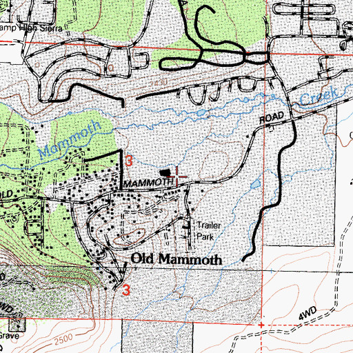 Topographic Map of Mammoth Lakes Fire Protection District Station 2, CA