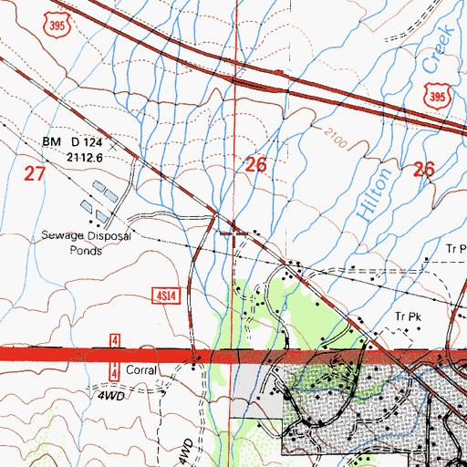 Topographic Map of Long Valley Fire Protection District Station 1 Headquarters, CA