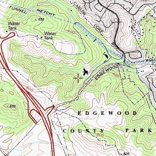 Topographic Map of Department of Forestry and Fire Protection Station 18 Cordilleras Fire Station, CA
