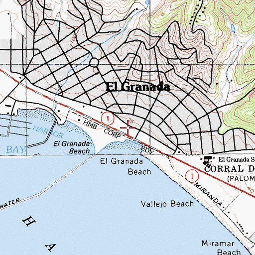 Topographic Map of Department of Forestry and Fire Protection Station 41 Coast Side Fire Protection District, CA