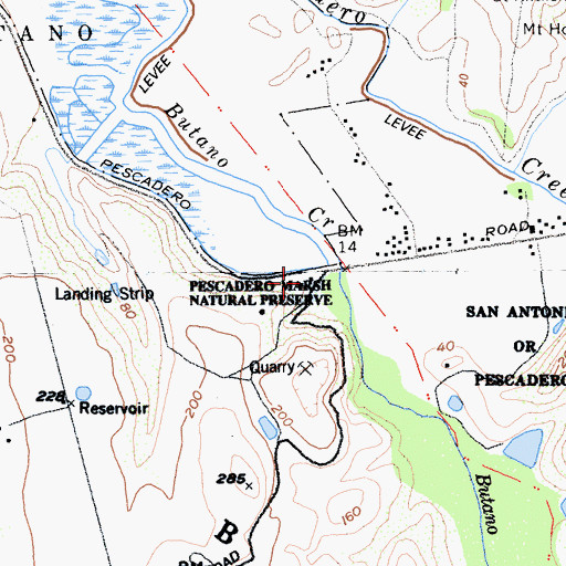 Topographic Map of Department of Forestry and Fire Protection Station 59 Pescadero Fire Station, CA