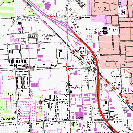 Topographic Map of Modesto Fire Department Station 4, CA