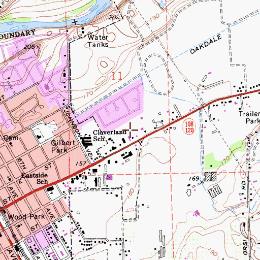 Topographic Map of Oakdale Rural Fire Protection District Station 1, CA