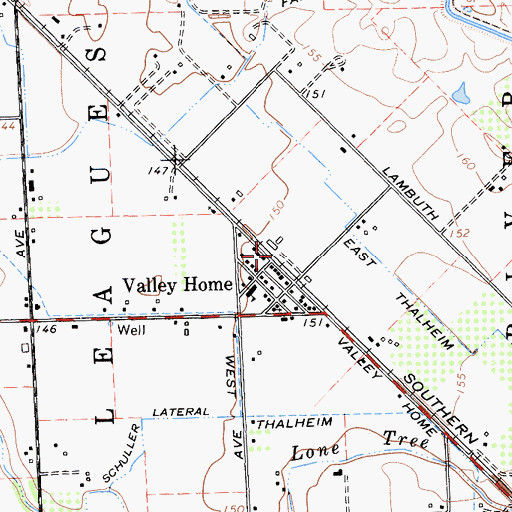 Topographic Map of Oakdale Rural Fire Protection District Valley Home Station, CA