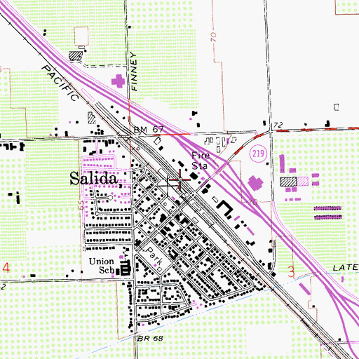 Topographic Map of Modesto Fire Department Station 12, CA