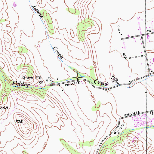 Topographic Map of Lewis Creek, CA