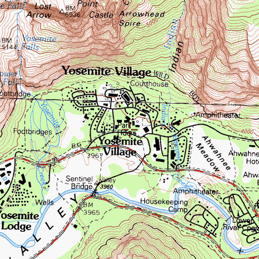 Topographic Map of Delaware North Company Fire Department Yosemite, CA