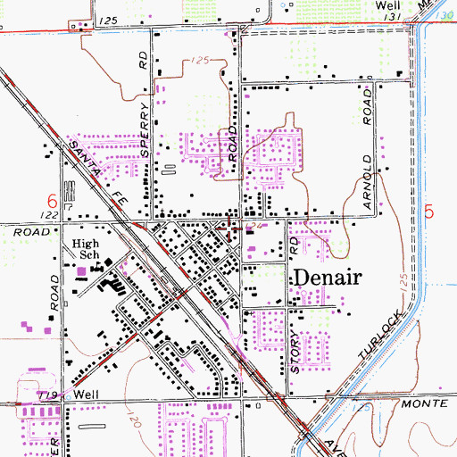 Topographic Map of Denair Fire Department, CA