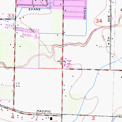 Topographic Map of Department of Forestry and Fire Protection Tulare Unit, CA