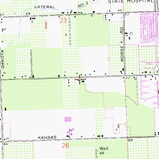 Topographic Map of Woodland Avenue Fire Department, CA