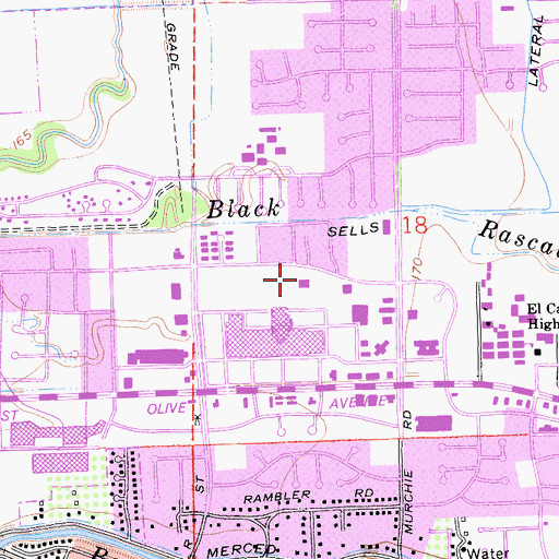 Topographic Map of Merced City Fire Department Station 53, CA