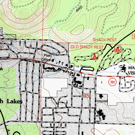 Topographic Map of Mammoth Lakes Fire Protection District Station 1 Headquarters, CA