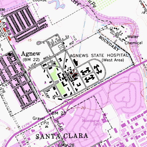 Topographic Map of Santa Clara Fire Department Station 6, CA