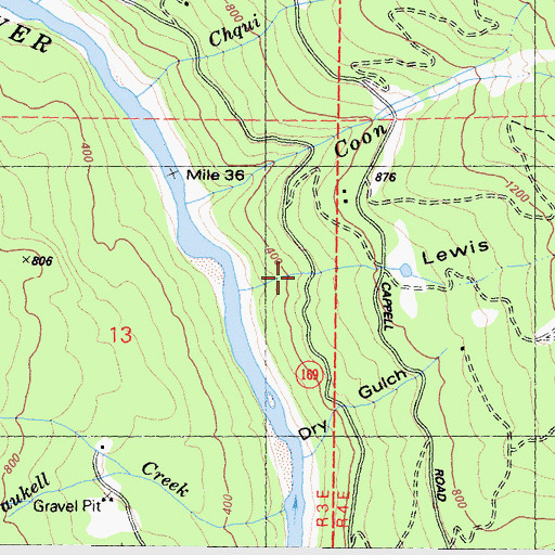 Topographic Map of Lewis Gulch, CA
