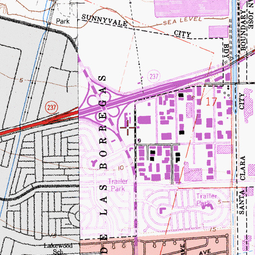 Topographic Map of Sunnyvale Department of Public Safety Station 6, CA