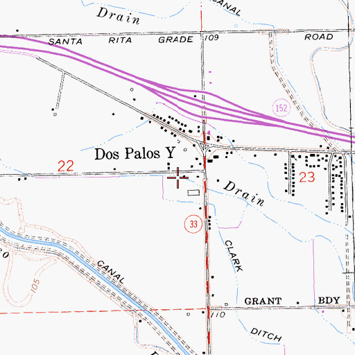 Topographic Map of Merced County Fire Department Station 75 Dos Palos Wye, CA